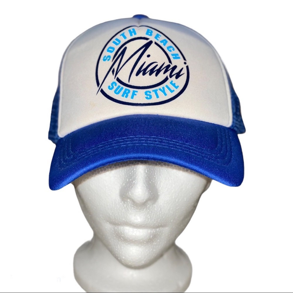 Miami South Beach Surf Style Trucker Hat Cap Snapback Blue White